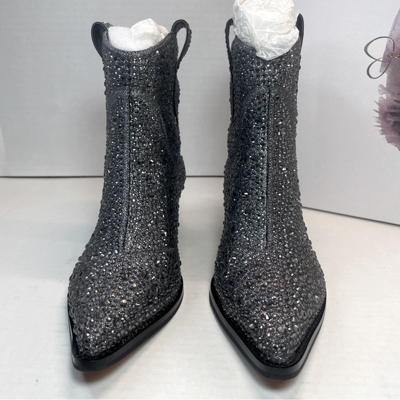 BNIB FIRST QUALITY Jessica Simpson Pewter Tamira 2 Rhinestone Ankle Boots 5.5M - Picture 2 of 15